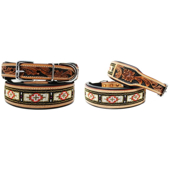 Small 13''- 17'' Dog Puppy Collar Cow Leather Adjustable Padded Canine 6076