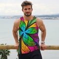 thumbnail image 6 of Rateoe Multicolored Beautiful Flower Pattern Sleeveless Gym Shirt Muscle Tee Breathable Workout Shirt Slim-Fit Tank Quick Dry Fit Muscle Tank Top Bodybuilding Sleeveless T Shirt-4X-Large, 6 of 7