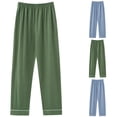 thumbnail image 2 of Womens Cotton Oversize Pj Pants High Waisted Solid Color Lounge Bottoms Lightweight Soft Comfy Sleep Pants Casual Loose Fall Pajama Pants with Pockets, 2 of 3