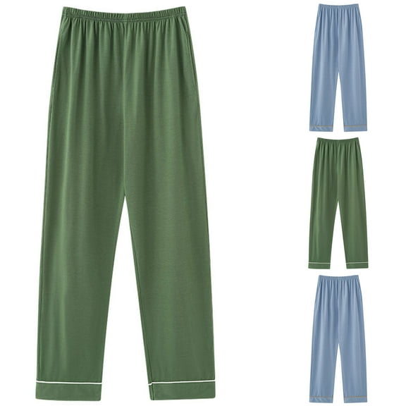 HVOBTTY Women's Soft Pajama Pants, Sleep Pants Women, Women's Solid Color Plus Home Pants Thin Casual Five Quarter Pants Sleeping Pants Green, L