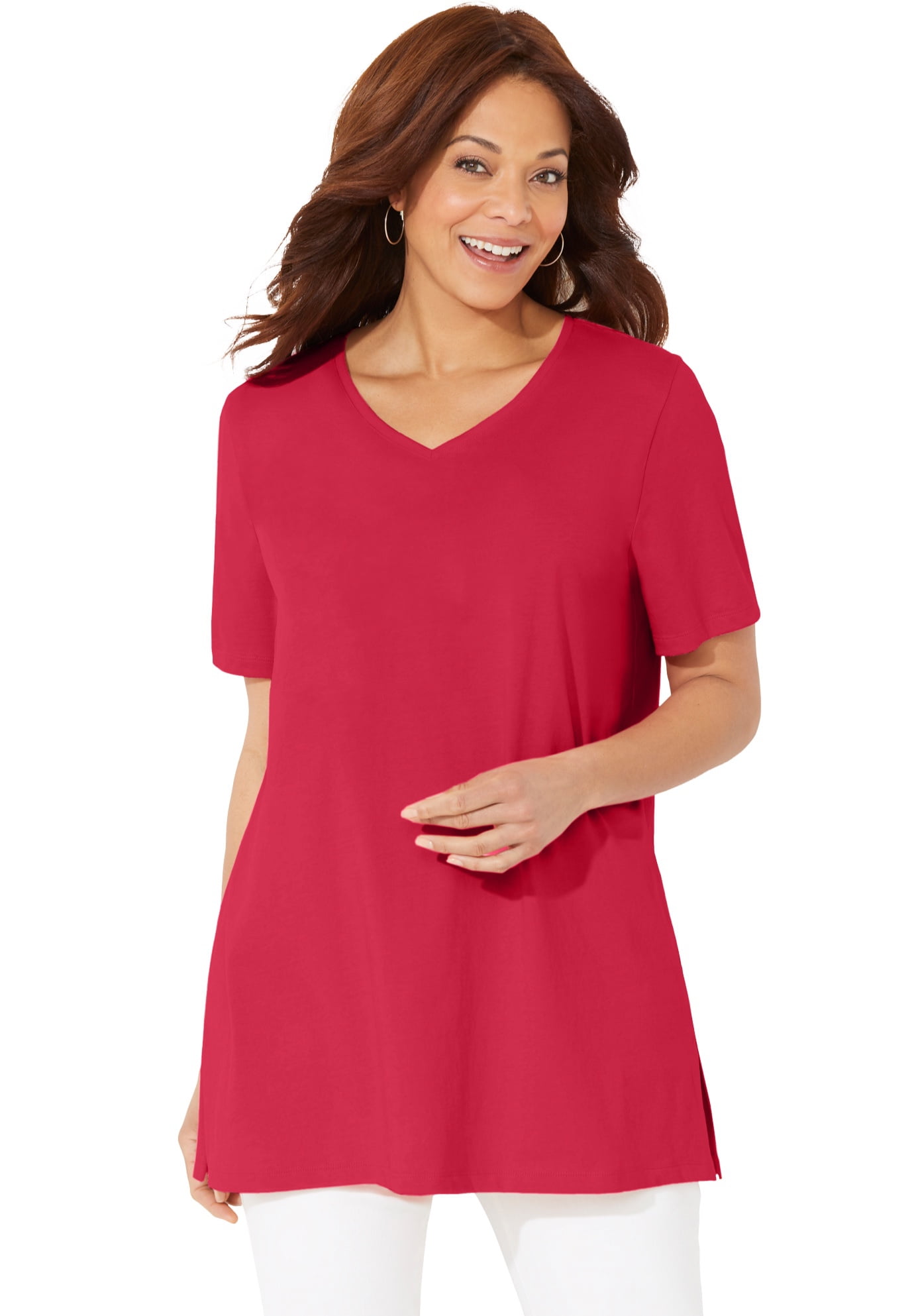 Catherines - Catherines Women's Plus Size Petite V-Neck Easy Fit Tee ...