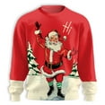 thumbnail image 2 of Retro Santa Hi Christmas Sweatshirt, Vintage Ice Skating Santa Red Holiday Crewneck, Classic Christmas Pullover for Men Women, 2 of 6