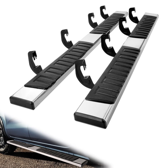 6" Stainless Steel Running Boards for 2007-2018 Chevy Silverado & GMC Sierra Crew Cab, Heavy Duty Nerf Bars with 500LB Capacity, 2-Piece Side Steps.