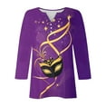 thumbnail image 4 of YUGYXL Deals Mardi Gras 3/4 Sleeve Tshirts for Women Plus Size Novelty Mask Graphic Shirts Summer Crew Neck Loose Comfy Blouse Ladies Soft Tunic Tees Carnival Themed Tops, 4 of 5