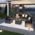 thumbnail image 5 of Aoxun 7 Piece Patio Furniture Set Wicker Rattan Patio Conversation Set Outdoor Sectional Sofa Set with Coffee Table and 4” Thickened Cushions, Black(Waterproof Cover Included), 5 of 7