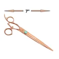 thumbnail image 2 of Pro Quality Grooming Shears Rose Gold Titanium Finish Swivel Micro Serrated Edge (7 Inch Straight), 2 of 6