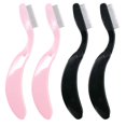 thumbnail image 1 of G2PLUS 4 peines plegables para pestañas, peine para cejas, dientes de metal, separador de pestañas, cepillo de pestañas y peine, herramienta profesional para definir pestañas y cejas (rosa+negro), 1 of 1