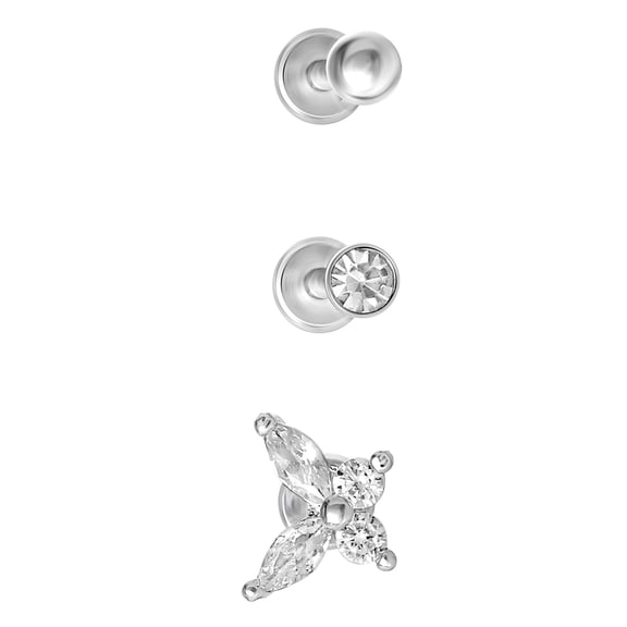 No Boundaries Women's 18G Stainless Steel Piercing Element Cartilage Pack, 3-Pieces – Assorted Cartilage Body Jewelry Set