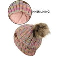 thumbnail image 4 of C.C Thick Cable Knit Faux Fuzzy Fur Pom Fleece Lined Skull Cap Cuff Beanie, Bright Mix, 4 of 4