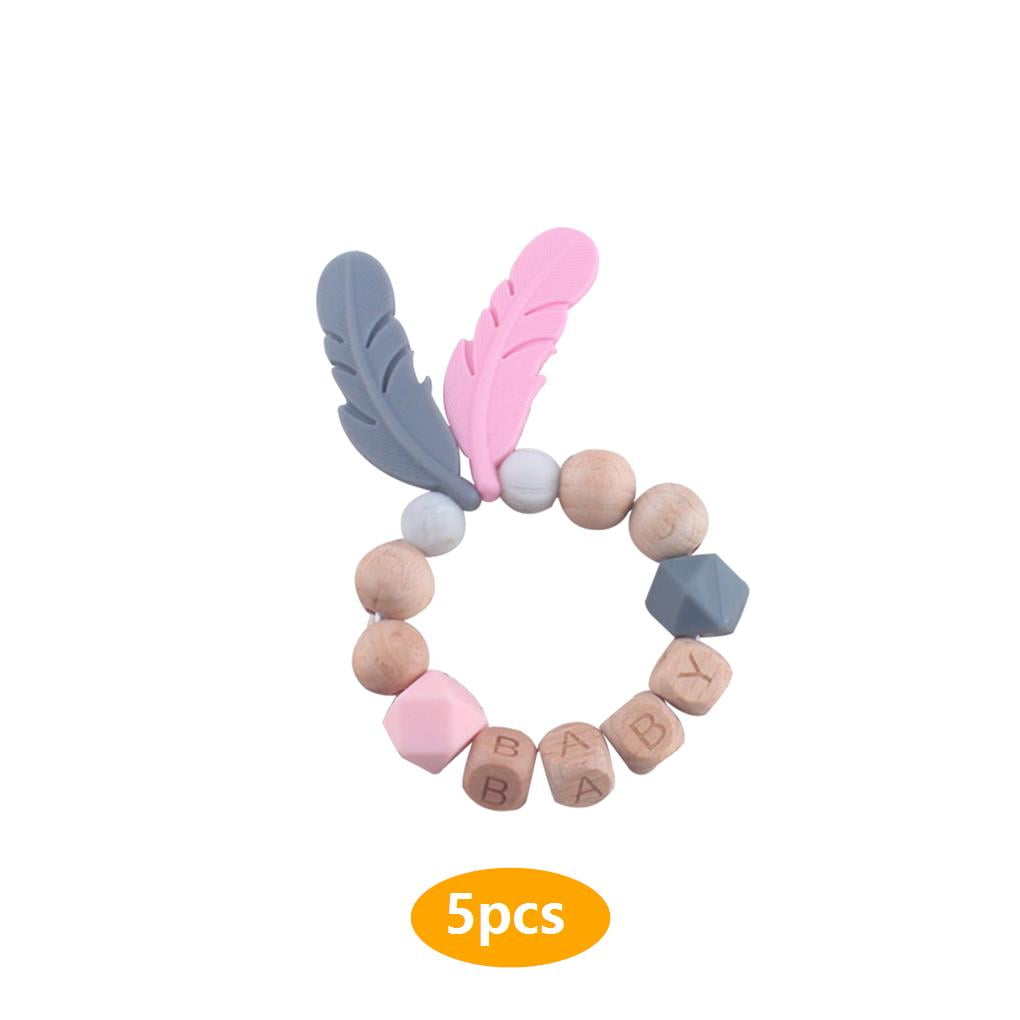 1/5Pcs Natural Wooden Clips Baby Teething Teether Pacifier Chian Jewelry Making 
