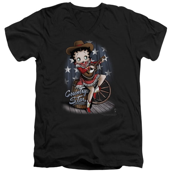 Betty Boop Country Star S/S Adult V-Neck T-Shirt Black