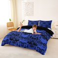 thumbnail image 3 of Homewish Goth Halloween Skull Duvet Cover Queen,Retro Damask Queen Bedding,Navy,Black Reversible,3-Piece,1 Duvet Cover and 2 Pillowcases, 3 of 6