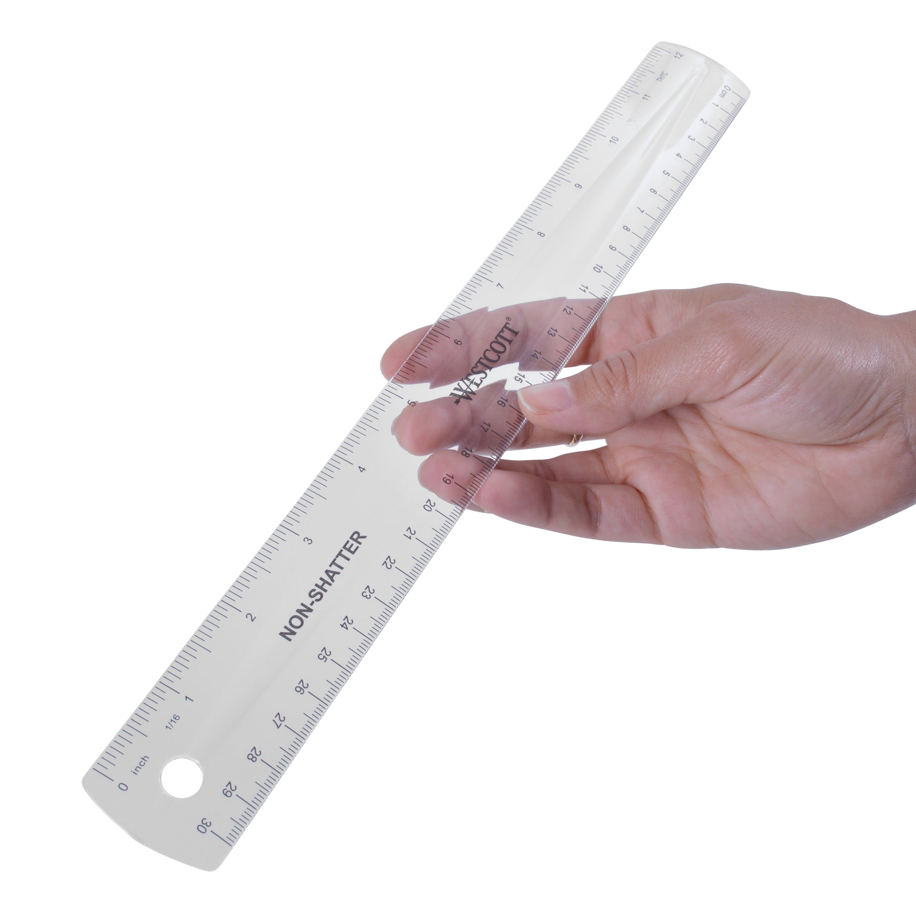 Westcott® Non-Shatter Flexible Ruler, Standard/Metric, 12 Long, Plastic,  Clear