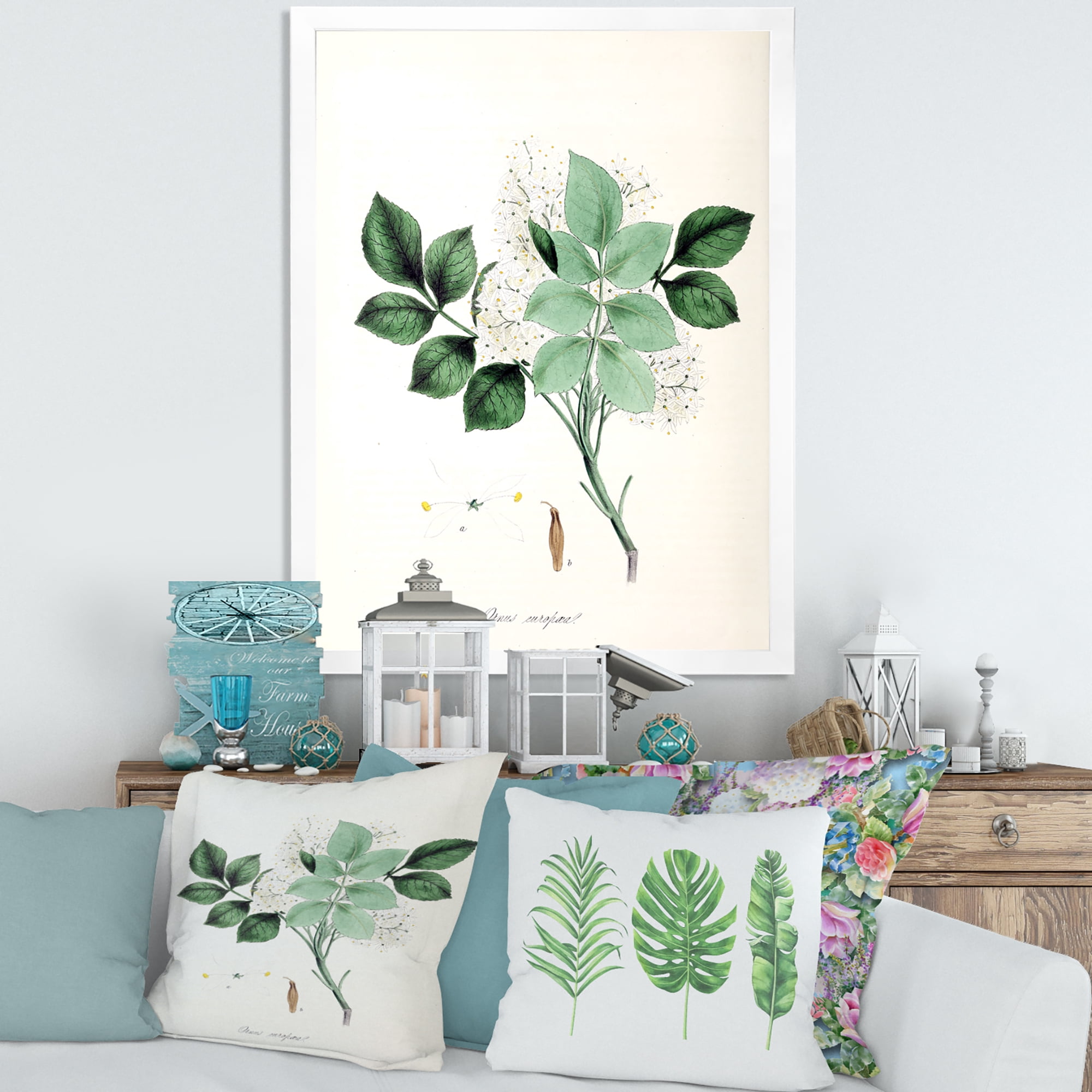 Designart 'Ancient Blossoming Flower IV' Farmhouse Framed Art Print