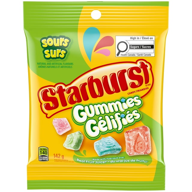 STARBURST, Sour Gummy Candy, Sharing Bag, 142g