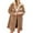 Khaki, variant on dGslk Women’s Long Fleece Coat with Quilted Design Button Closure Lapel Collar and Side Pockets for Autumn Winter Wear Beige L