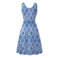 thumbnail image 5 of Vestido casual de verano para mujer, sin mangas, hasta la rodilla, plisado, cuello redondo, estampado Fridja  hjkh2442, 5 of 5