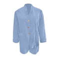 thumbnail image 4 of Arlun 2 Piece Sets for Women Breathable Linen V-Neck Long Sleeves Button down Shirts and Wide Leg Shorts Set 2026 Fashion Solid Color Summer Vacation Beach Outfits Sky Blue XL, 4 of 4