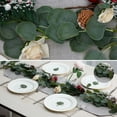 thumbnail image 3 of Guirnalda de eucalipto artificial verde vintage de 6,5 pies, 164 hojas hechas a mano, seda ecológica y plástico con soporte de alambre, perfecta para centros de mesa de boda hechos a mano, decoración, 3 of 8