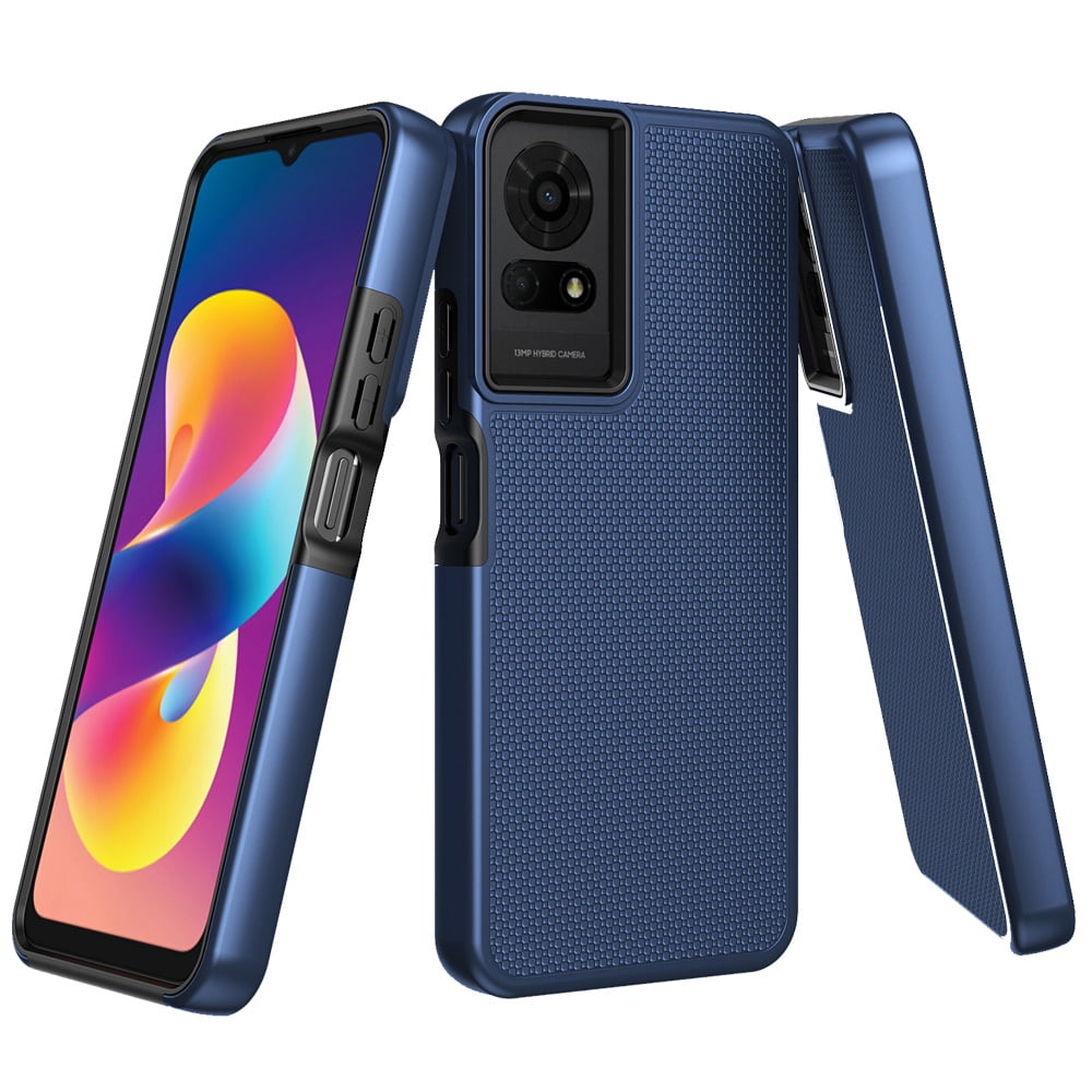 Xpression Phone Case For AT&T Motivate Pro 5G Dual Layer Heavy-Duty Hybrid Rugged Case Rugged Texturized TPU & PC Shockproof Silicone Military Grade Cover, Blue