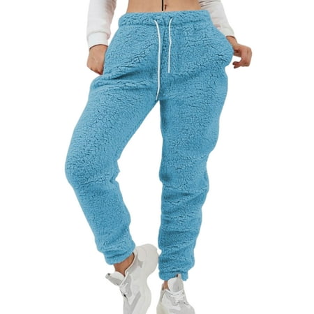 

UKAP Women Fuzzy Fleece Pajama PJ Pants with Pockets Plus Size Plush Fluffy Jogger Lounge Pant SLeepwear Nightwear Bottoms