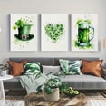 thumbnail image 2 of 2D Flat, 3pcs Set St. Patrick'S Day Watercolor Shamrock & Irish Pub Wall Art Prints - Frameless Modern Canvas Posters, Green & Golden Irish Theme Decor, 15.7x23.6 Inches Each for Living Room, Bedroo, 2 of 4