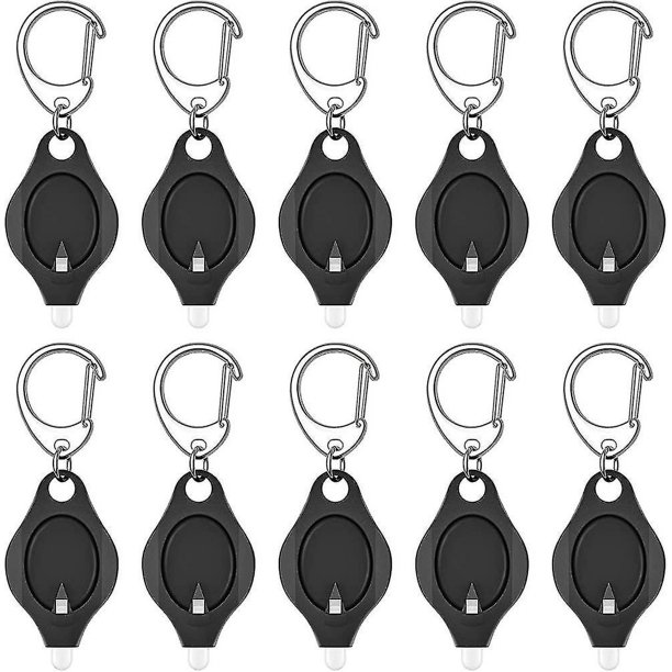 Paquete de 10 mini llavero linterna LED ultra brillante llavero linterna, regalo negro