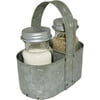 Farmhouse Salt and Pepper Shakers with Caddy Set - Rustic Vintage Style - Galvanized Steel - 3 Piece Set