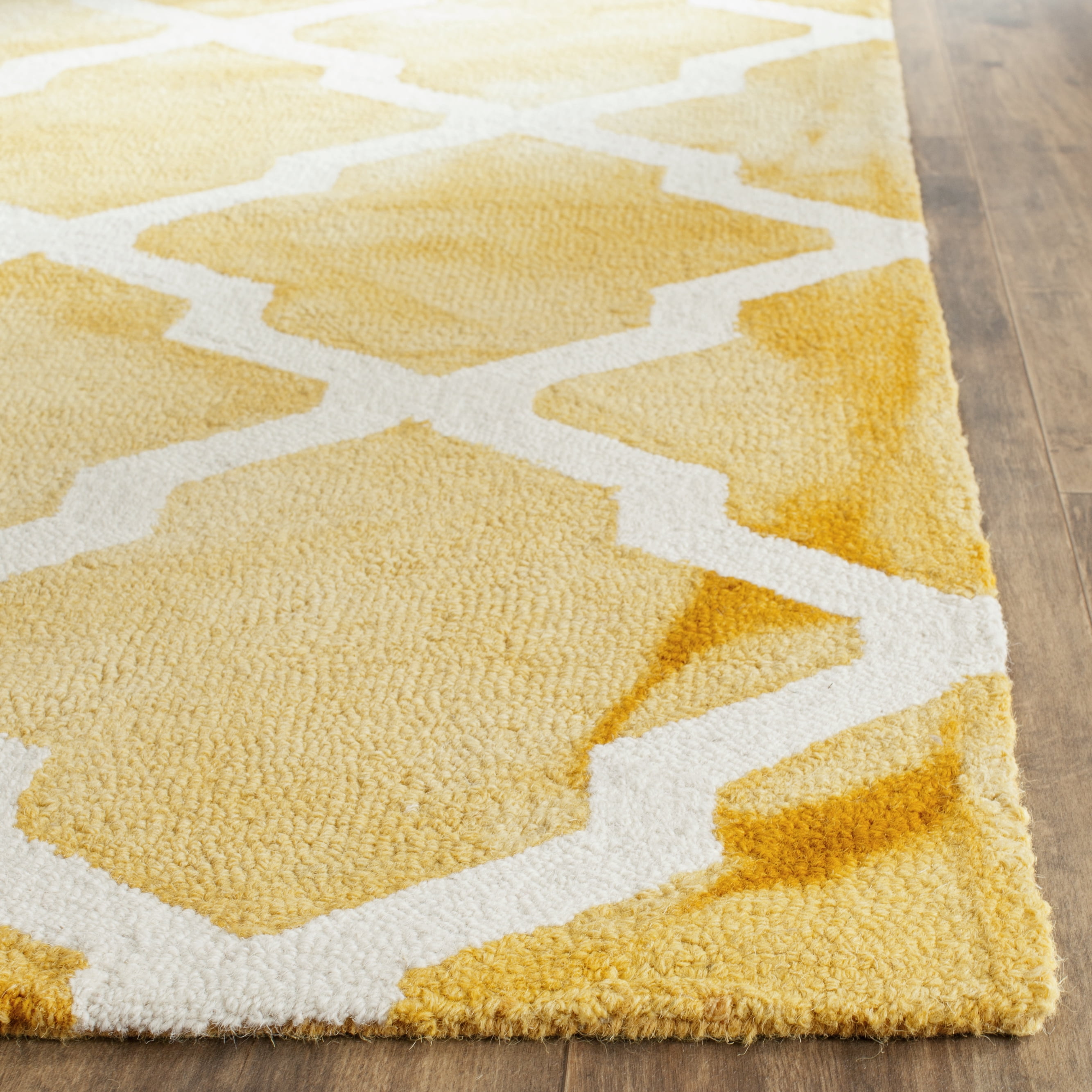 Safavieh Dip Dye Altan Distressed Wool Area Rug, Gold/Ivory, 6' x 9'