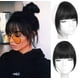 thumbnail image 1 of ORIGEN Flequillo con clip de cabello humano real con clip en flequillo tenue con patillas postizos extensiones de flequillo frontal falso para mujeres color negro azabache, 1 of 5