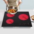 thumbnail image 2 of 26-inch 3-Burner Ceramic Cooktop with Infrared Heating, 2600W Electric Countertop & Built-in Stove, 9 Power Levels & Digital Timer, 176-1202°F Temp Control - Compatible with All Pots & Pans, 2 of 14