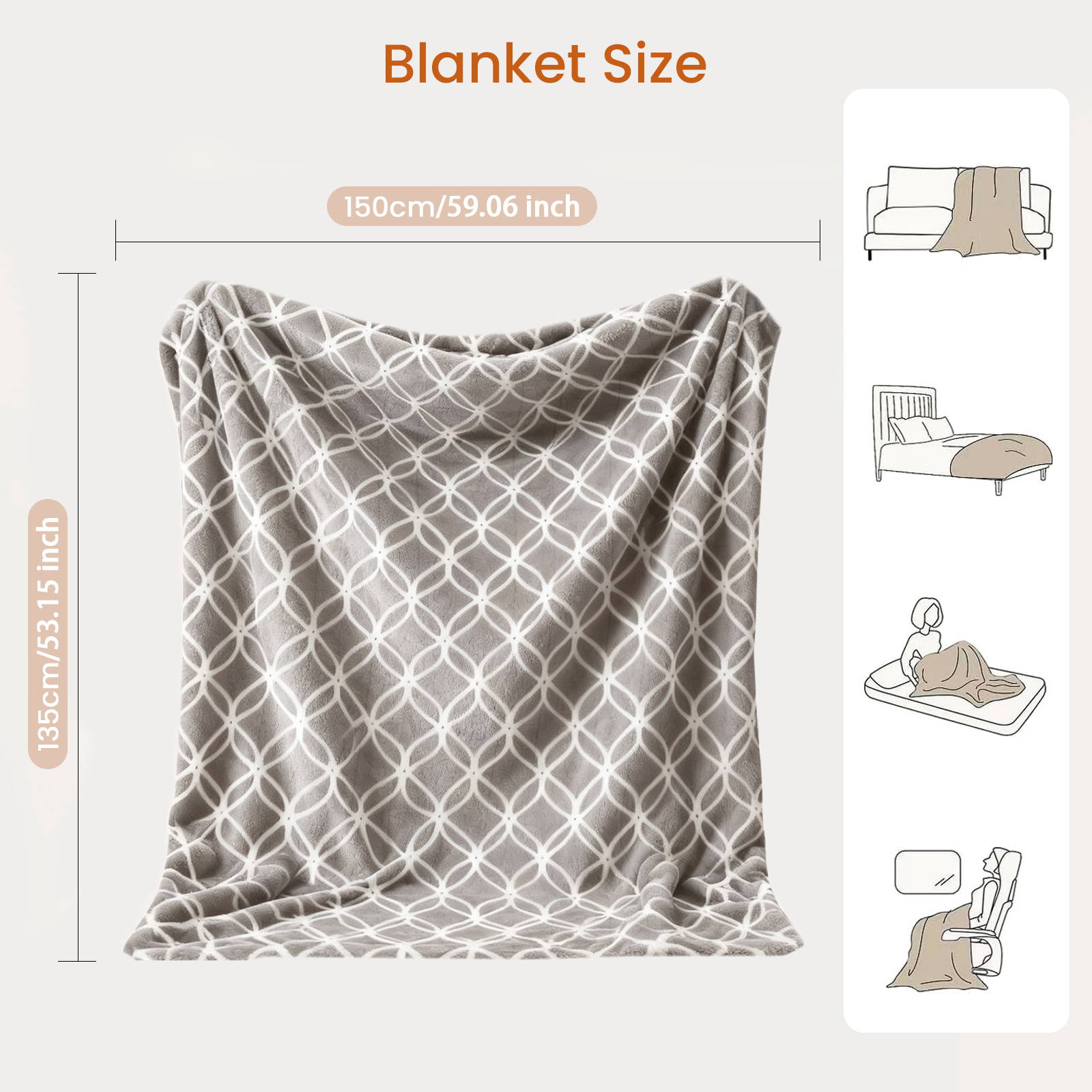 WATO FT Heated Blanket Electric Throw Blanket with Built-in Button Controller 50"x60" One-Touch Cozy Warm Heating Electric Blanket with 4 Heat Levels & 4 Hours Auto-off Overheat Protection