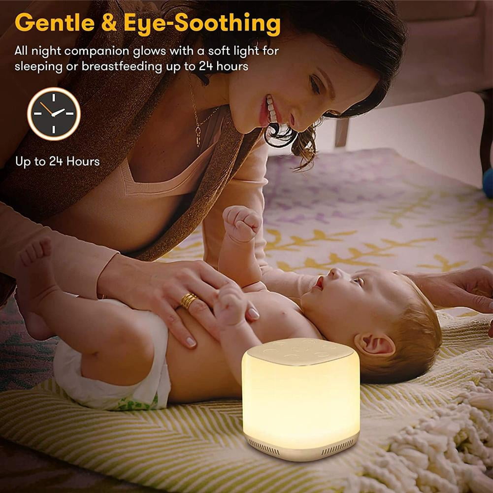 Color Noise Sound Machine with Night Light, 34 Soothing Sounds & White Noise, Volume Levels, 3 Brightness Settings, 1800mAh Battery, Timer for Baby Kids Adults, Portable for Home Travel