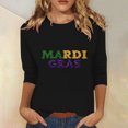 thumbnail image 2 of YUGYXL Fashion 3/4 Sleeve Tshirts for Women Mardi Gras Printed Blouse Ladies Crew Neck Tunic Comfy Tees New Orleans Parade Party Basic Fit Tops Sales, 2 of 5