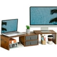 thumbnail image 1 of Dual Monitor Stand Riser with Drawers Length and Angle Adjustable Monitor Stand with Storage Large Computer Riser for Monitors/Laptop/PC Wood Screen/TV Stand Desk Organizer, 1 of 7