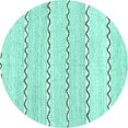 thumbnail image 1 of Ahgly Company Machine Washable Indoor Round Solid Turquoise Blue Modern Area Rugs, 4' Round, 1 of 4