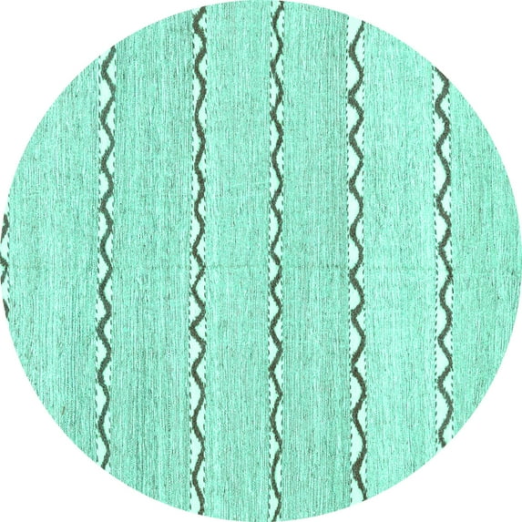 Ahgly Company Machine Washable Indoor Round Solid Turquoise Blue Modern Area Rugs, 4' Round