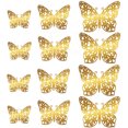 thumbnail image 1 of 12PCS/Pack Gift Home Decor Wedding Favor Metal Texture 3D Butterfly Stickers Hollow Butterflies Decals Wall Art Gold/Silver/Rosegold GOLD TYPE 4, 1 of 8