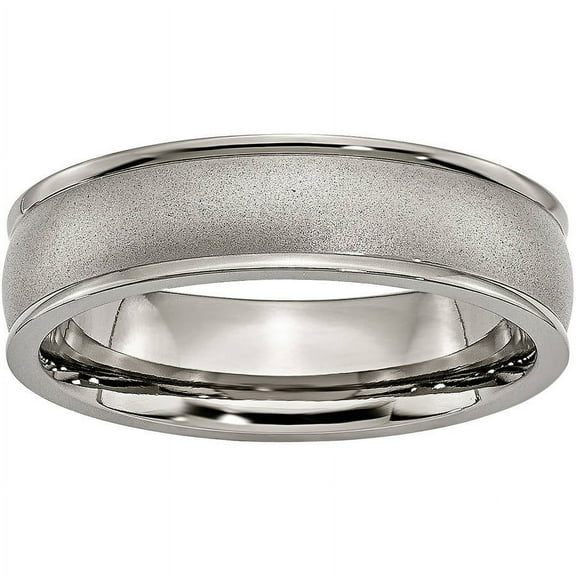 Primal Steel Titanium Ridged Edge 6mm Brushed Band