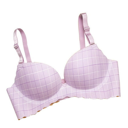 

Seamless Plaid Wirefree Bra Comfortable Breathable Push Up Adjustable Women Bra Underwear