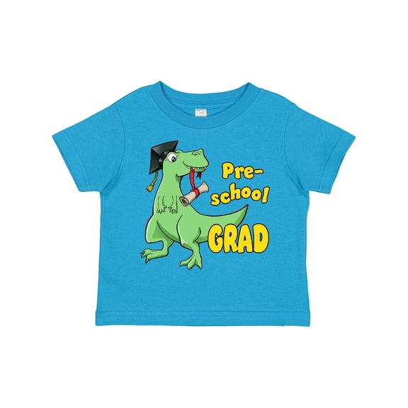Inktastic Green Dinosaur Pre-school Grad with Cap and Diploma Boys or Girls Toddler T-Shirt
