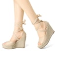 thumbnail image 2 of BLISSFUL STEP Sandales Compensées à Plateforme Espadrilles à Lacets Unies pour Femmes, 2 of 7