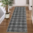 thumbnail image 2 of HIWEAVER Gray 2'5" x 12' Distressed Neutral Plaid Runner Rug for Kitchen Washable Non Slip Modern Checked Indoor Throw Carpet for Bedroom Decor Low Pile Farmhouse Floor Cover, 2 of 6