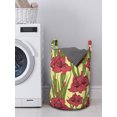 thumbnail image 3 of Flower Laundry Bag, Hand Drawn Like Sketchy Floral Pattern of Gladiolus Spring Season Blooms, Basket with Handles Drawstring Closure for Laundromats, 13" x 19", Yellow Coral and Green, by Ambesonne, 3 of 4