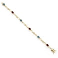 thumbnail image 2 of 18K Yellow Gold Plated Silver Persian Blue Moissanite and Red Rhodolite Garnet and Round White Lab Grown Diamond Tennis Bracelet for Women (2.89 Cttw, Gemstone Birthstone, Oval 6X4MM, 7.25 inches), 2 of 4
