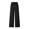 thumbnail image 4 of Stephy Womens Daily Elastic Waist Pockets Straight Solid Color Casual Pants Loose Long Trousers, Black, L, 4 of 7