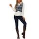 thumbnail image 2 of CHALECO Vintage de Cuadros INSPIRE CHIC para Mujer, Cuello en V, de Un Solo Botón, Sin Mangas, Espalda Racerback, Talla L, Gris Azul, 2 of 6