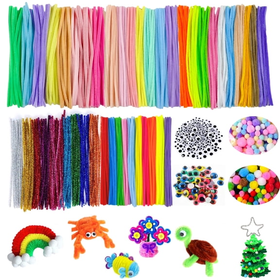 MAOQIAN 1000 PCS Pipe Cleaners Kit for Craft Supplies Multi-Color Chenille Stems for Art and Craft Projects Creative DIY Decorations(12inch x 6mm)