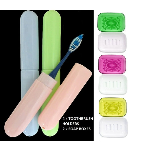 6PC Toothbrush Case Holders Soap Box Travel Container Cover Portable