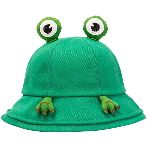 Sombrero de cubo para mujeres y hombres, sombrero de cubo de rana de doble cara, sombrero de sol de playa de verano plegable, gorra unisex linda para exteriores (verde) BANYUO Electrónica